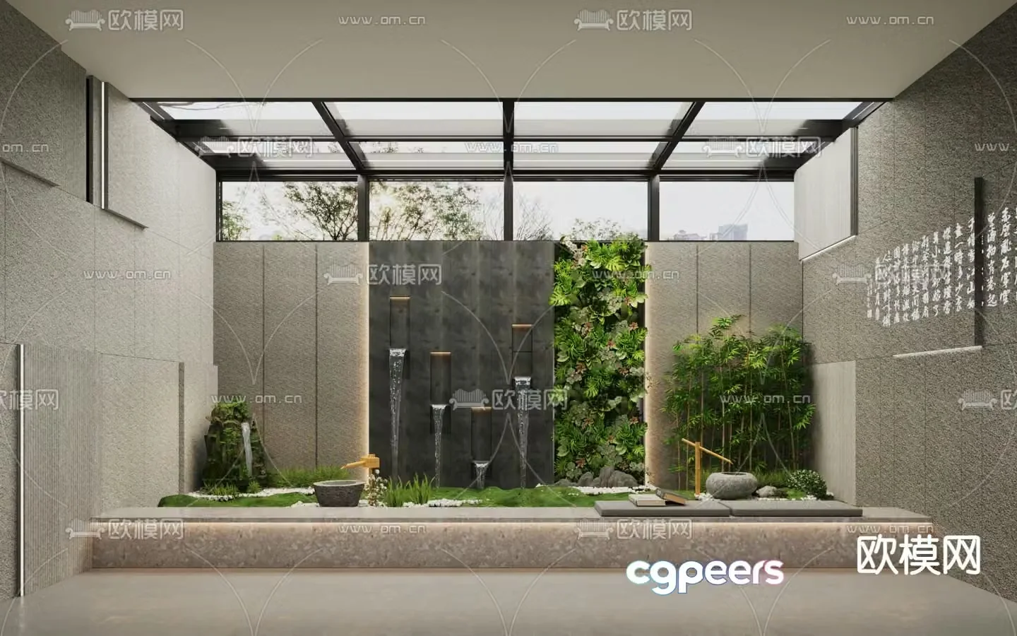 Indoor green plants landscape sketch 3d model
