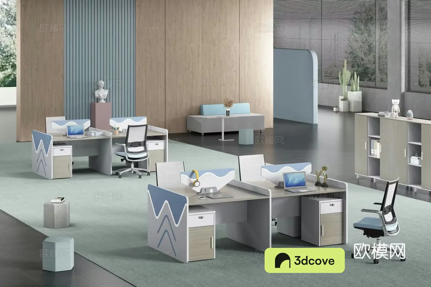 Working equipment office space office area staff desk and chair