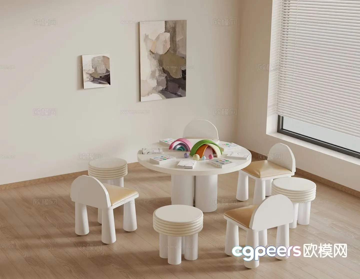 Modern children’s tables and chairs children’s toys 3d model