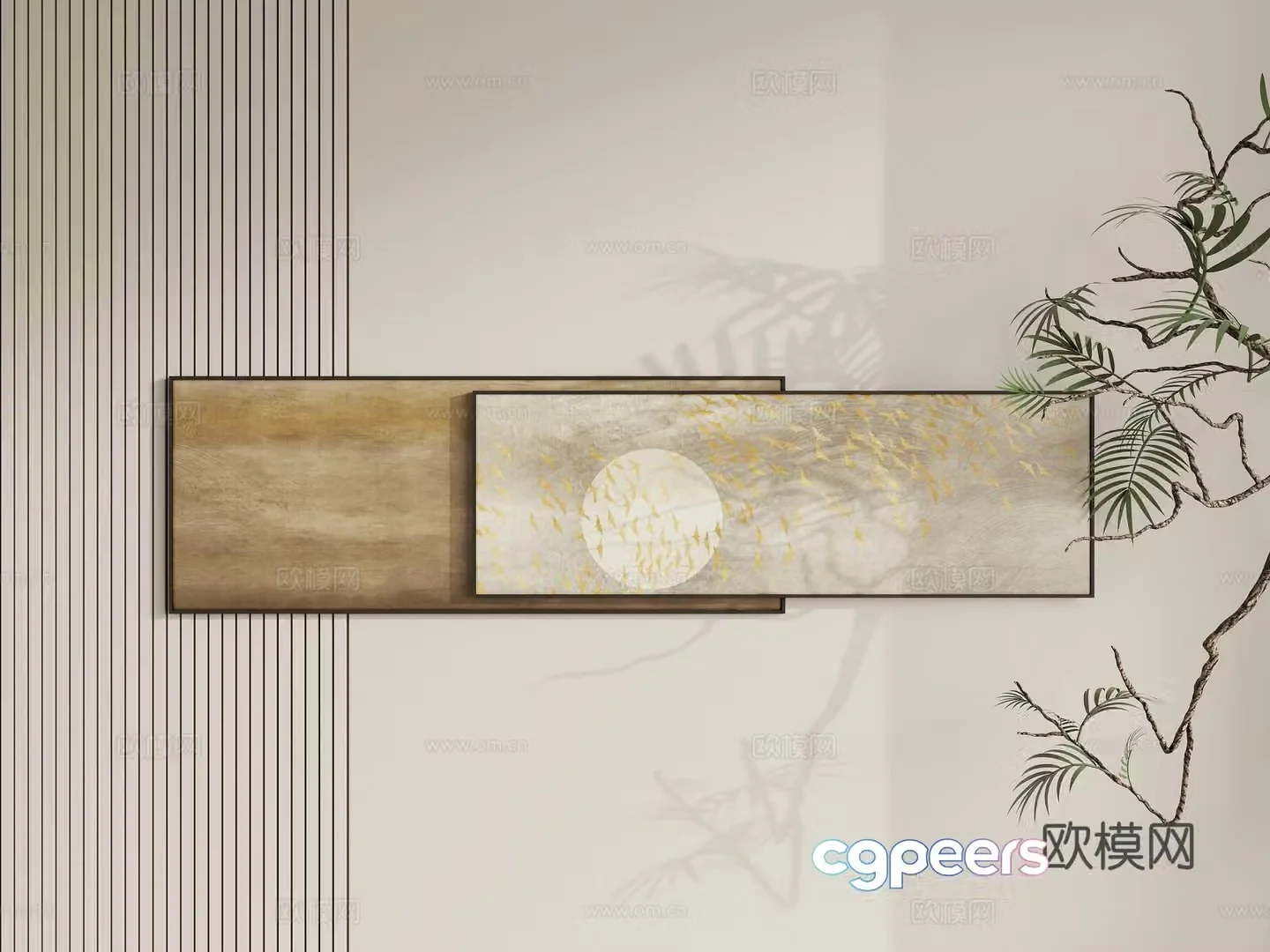 New Chinese style hanging painting 3D model