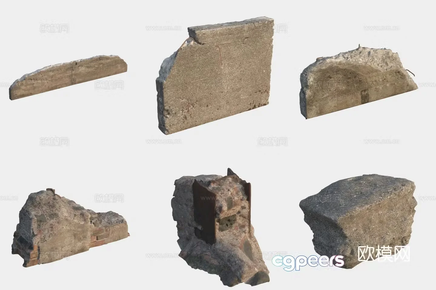 Building materials waste stone wall 3d model