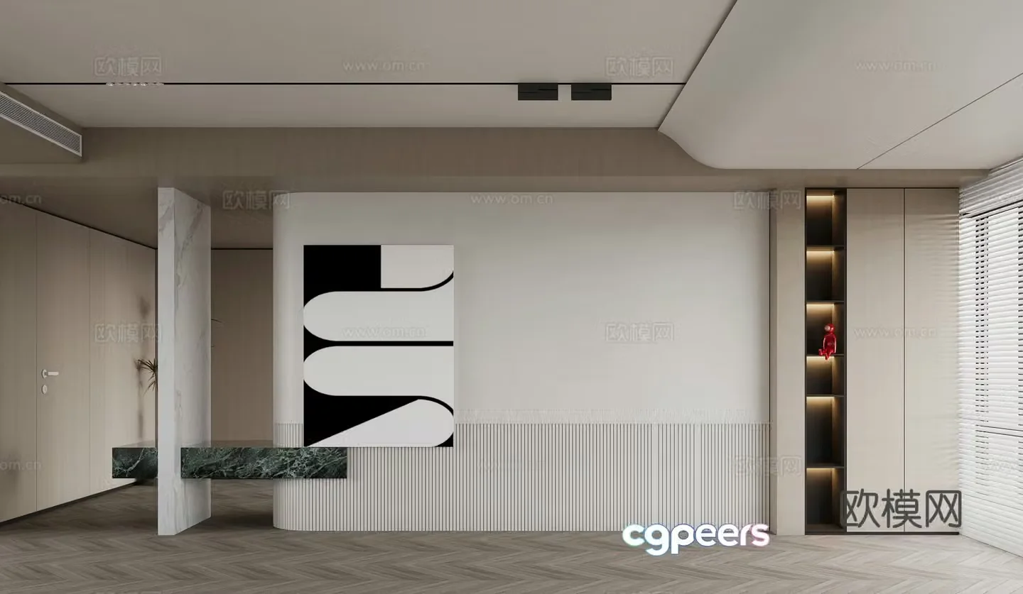 Modern sofa background wall partition decoration 3d model