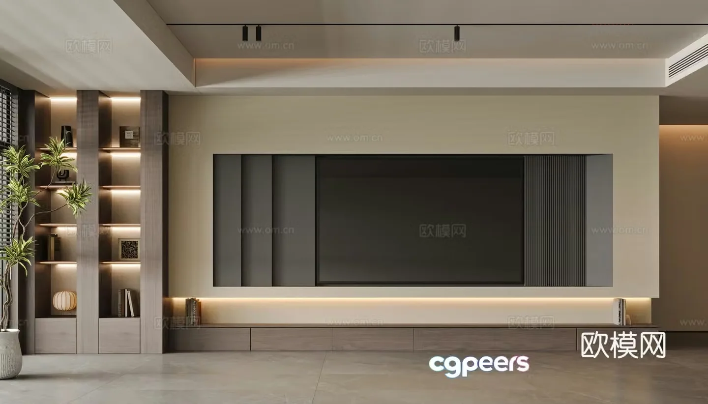 Modern TV wall 3d model