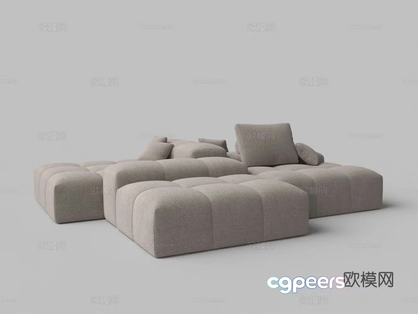 Modern fabric four-sided seat combination multi-person sofa 3D model