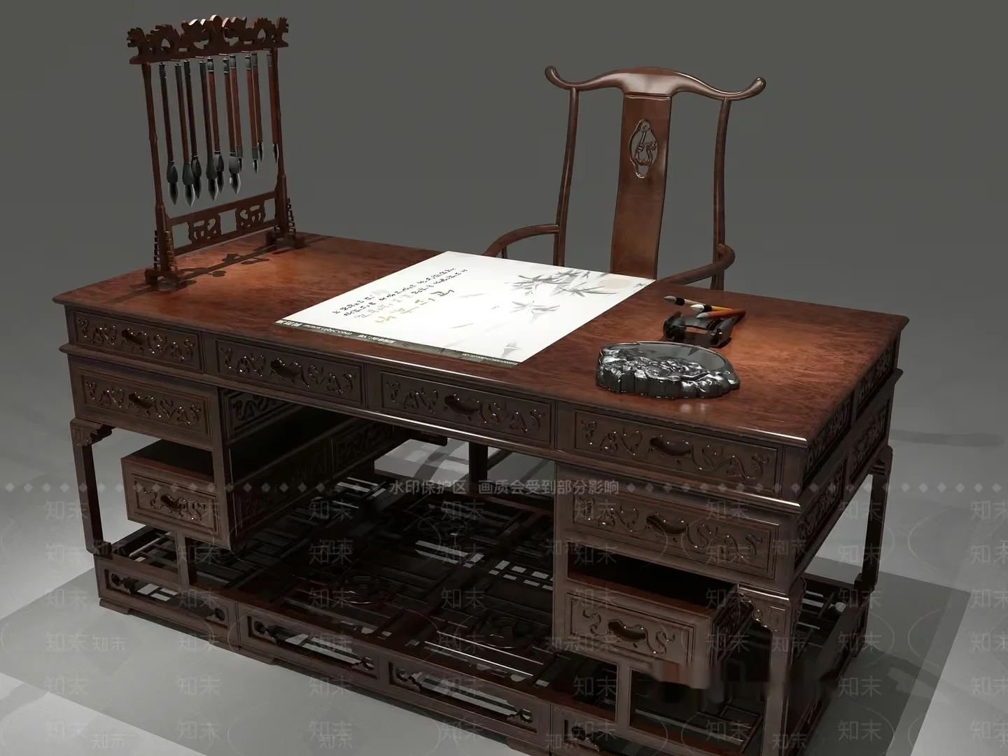 Traditional Chinese Desk 3D Model – 13052 – VRAY Render