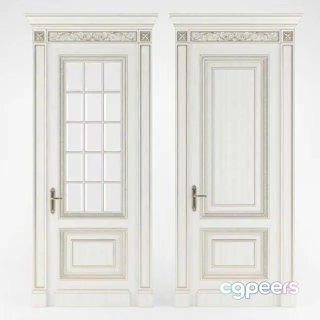 3ds Max Free – the doors classic, bleached walnut, carving, gilding, glass with bevel