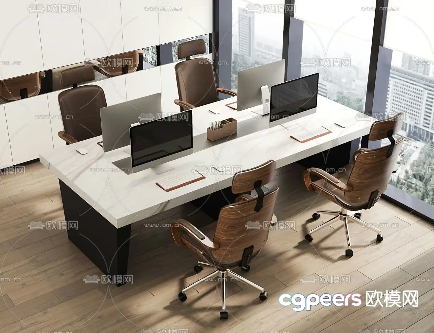 Card space office desk and chair work station 3D model
