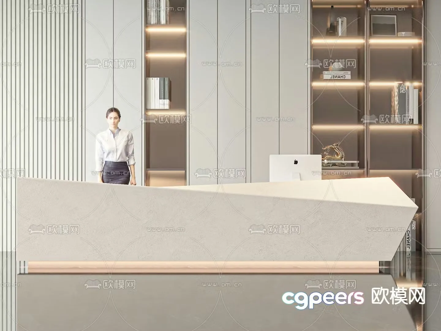 Front desk service desk reception desk 3d model