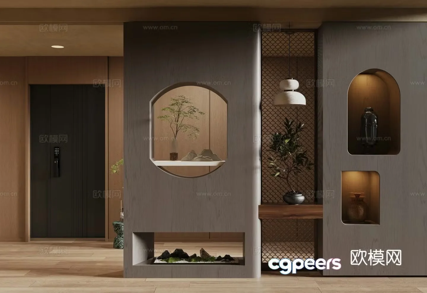 New Chinese style entrance entrance hall decorative entrance hall 3D model