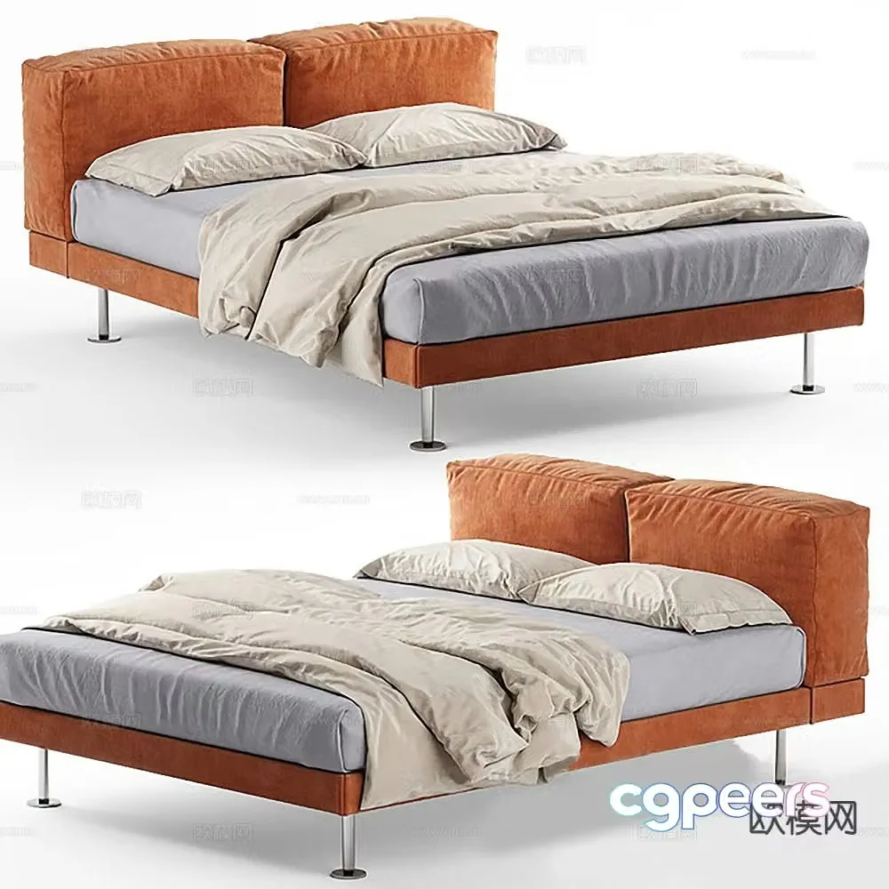Modern double bed 3d model