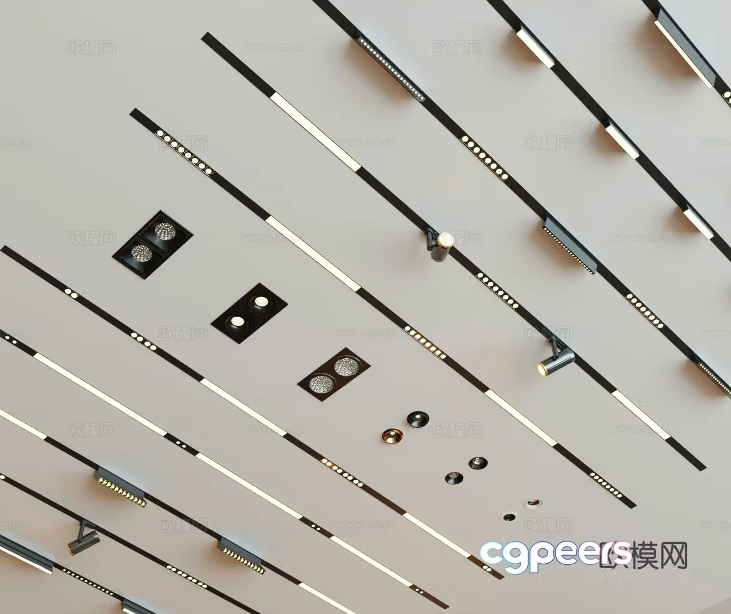 Surface-mounted downlight recessed spotlight magnetic light 3D model
