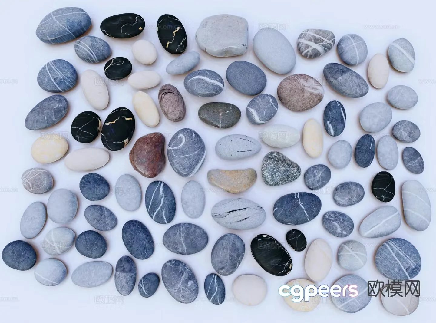 Pebbles river pebbles gravel gravel 3d model