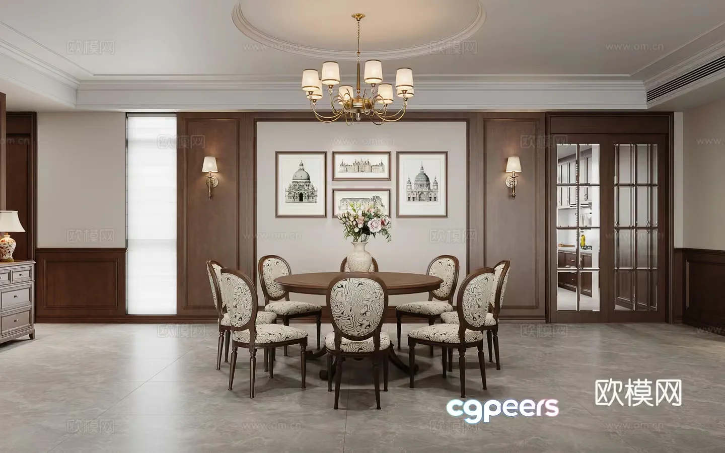 Classic Dining Room 3D Model – 4664 – VRAY Render