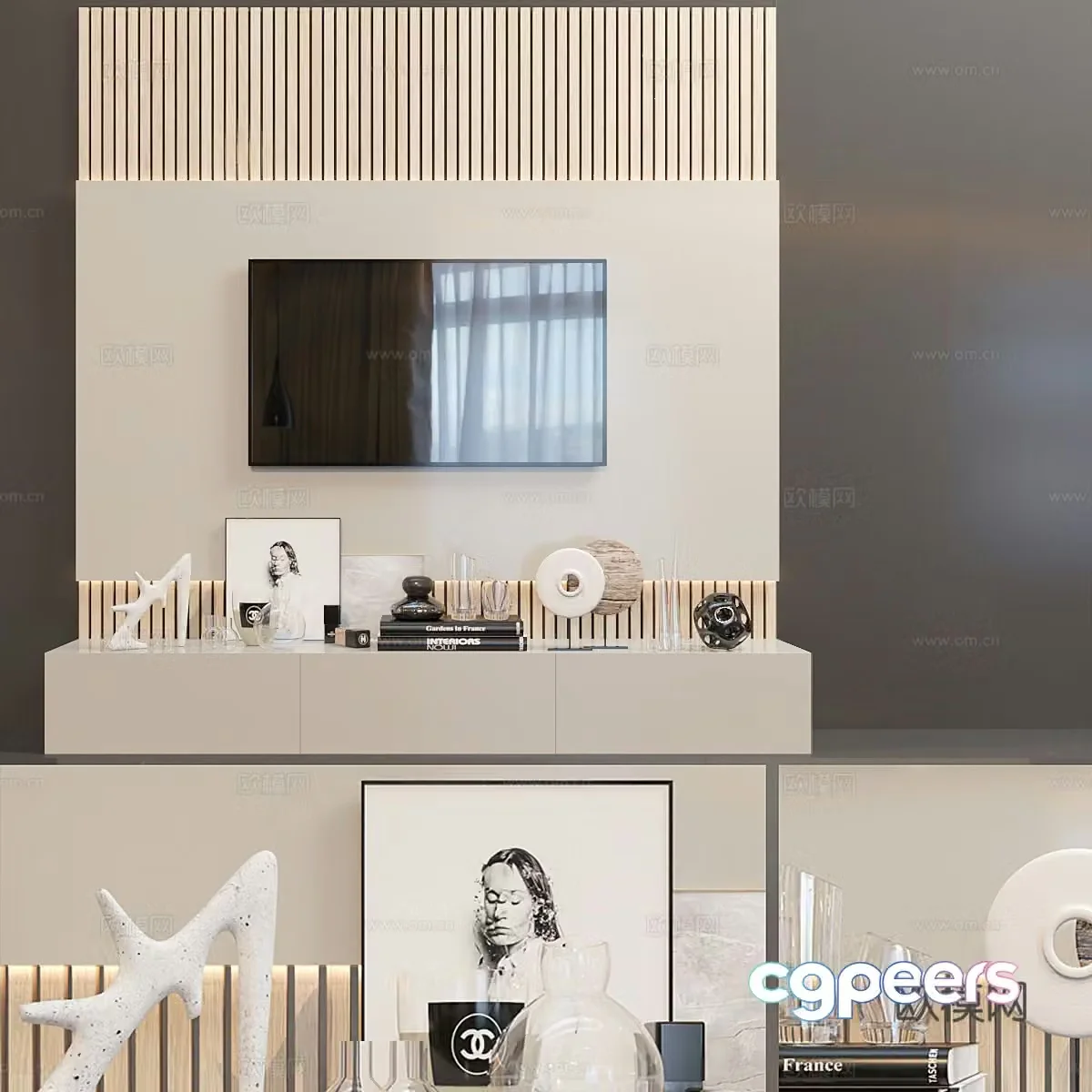 TV cabinet background wall 3d model