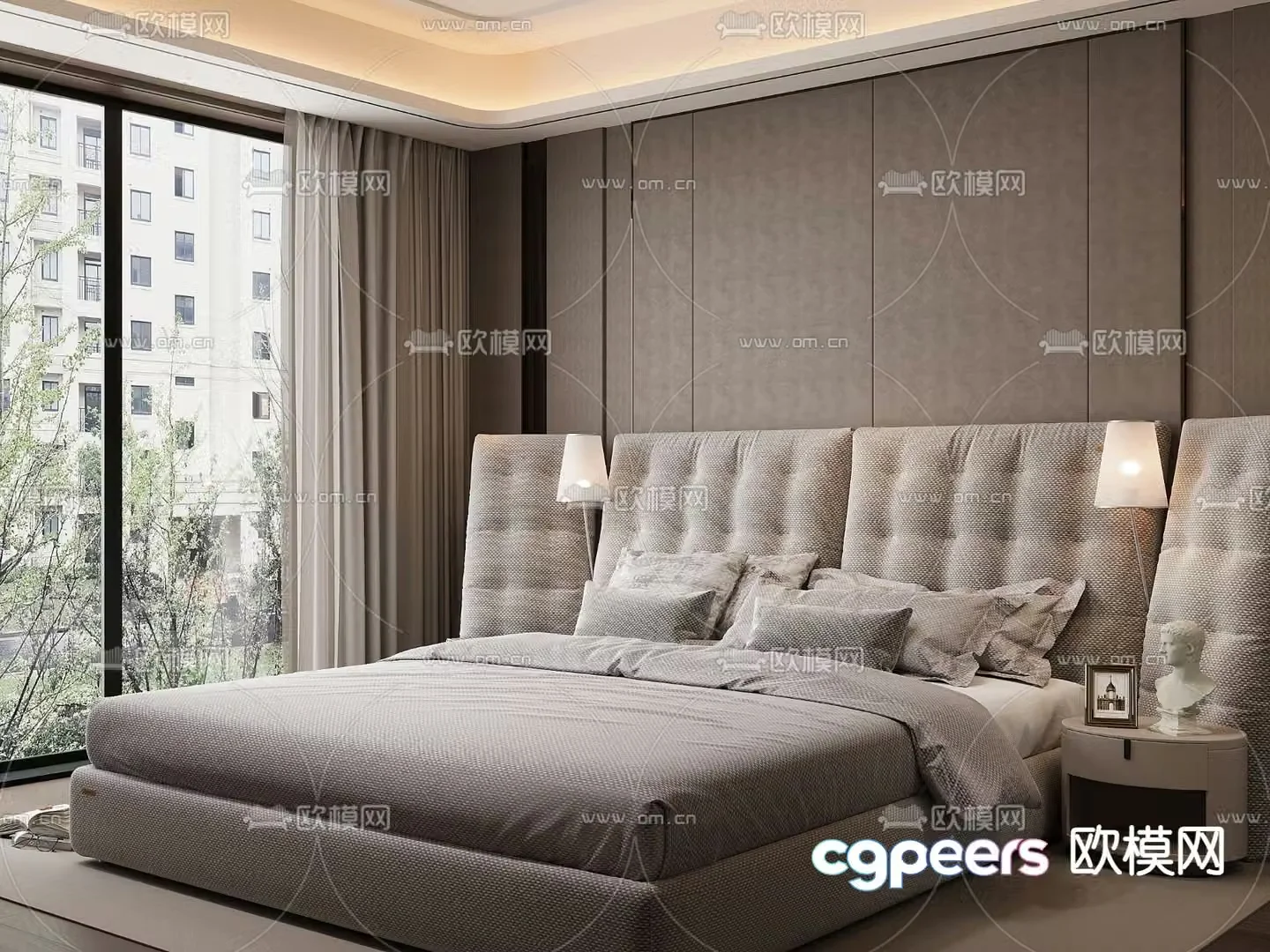 Modern double bed 3d model