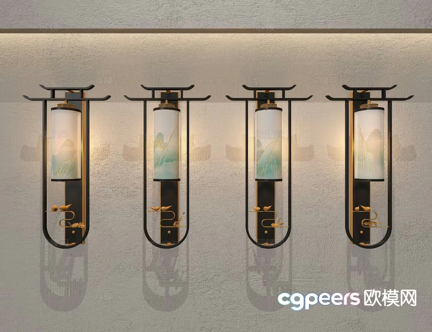 New Chinese style wall lamp 3d model