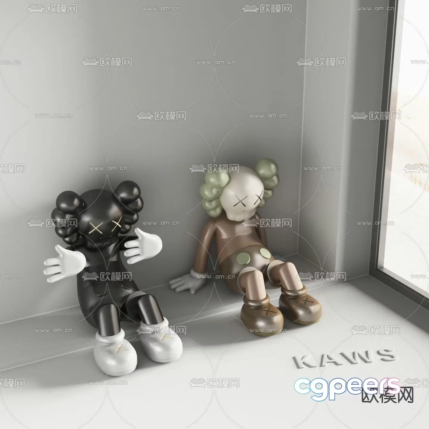 KAWS sitting sculpture ornaments 3D model