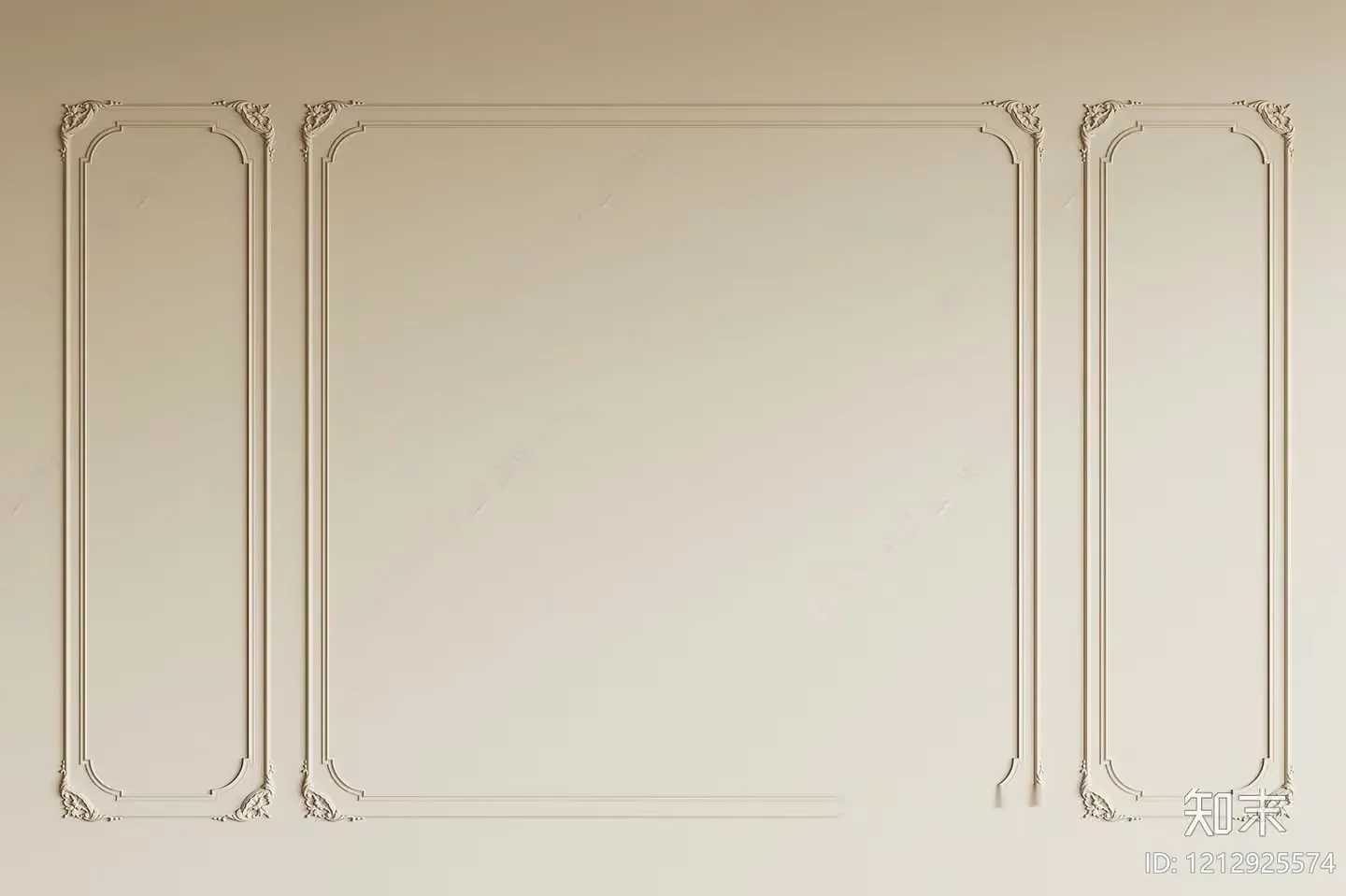 This Image Features A Beige Wall With Intricate Molding 3D Model – 6180 – VRAY Render