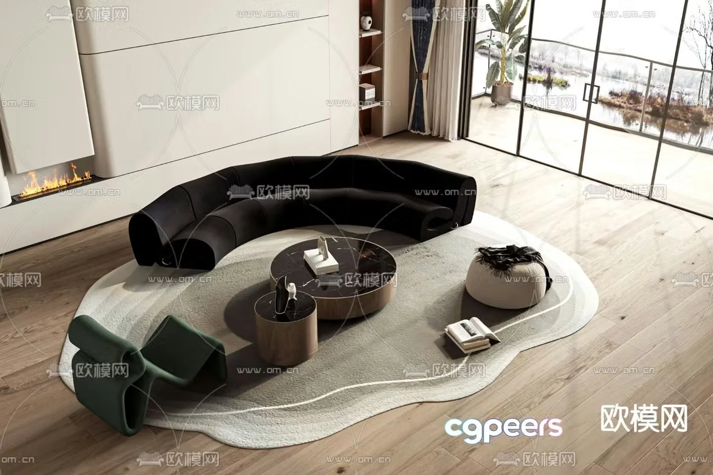 Modern modular sofa curved sofa 3d model