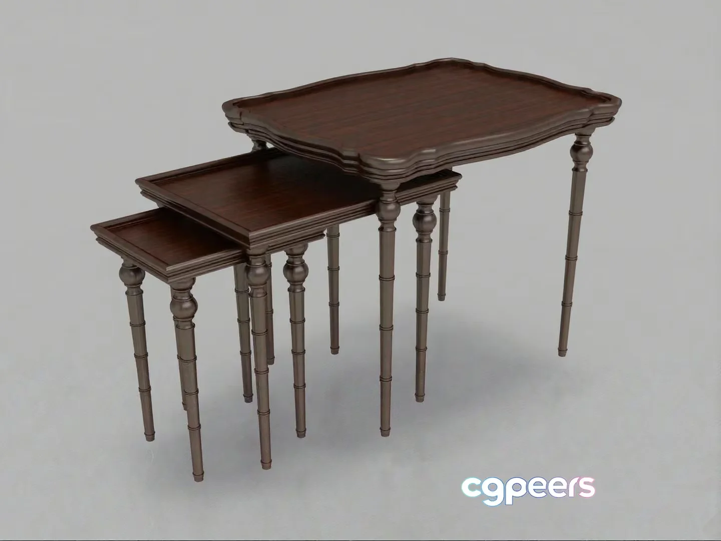 A Set Of Dark Wood Tables 3D Model – 11388 – VRAY Render