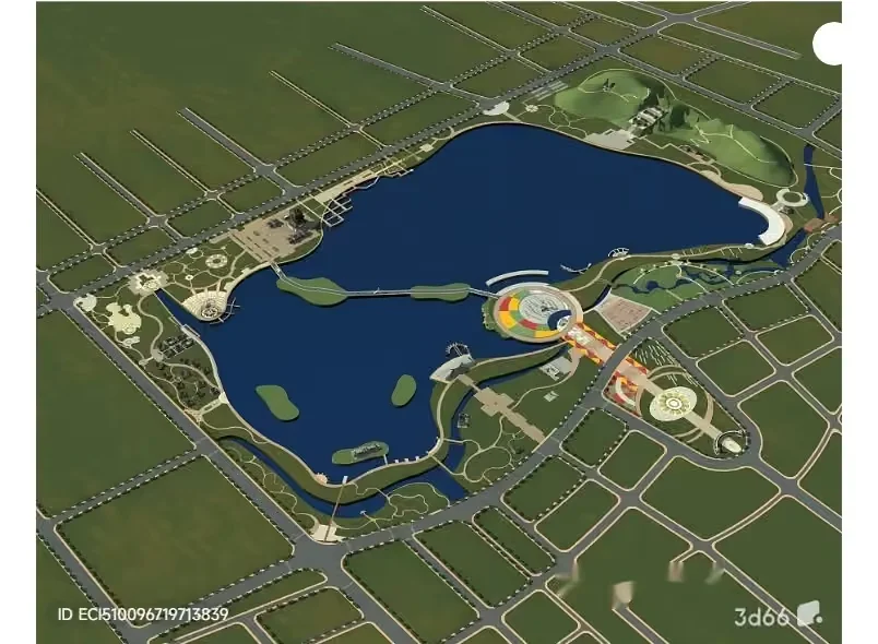 Aerial View Of A Large Park Or Recreational Area 3D Model – 2094 – VRAY Render