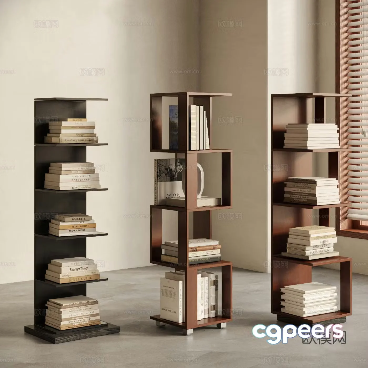 Middle-aged bookshelf Modern bookshelf Books Floor-standing bookshelf Bookcase 3D model