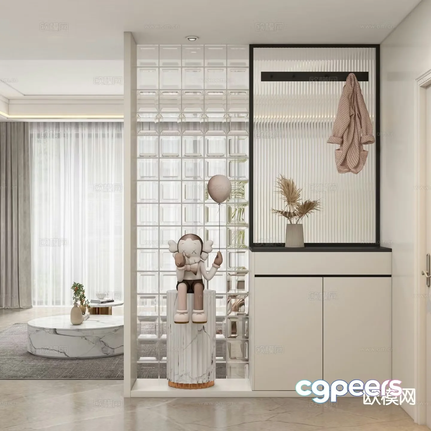 Modern entrance cabinet partition aisle 3D model