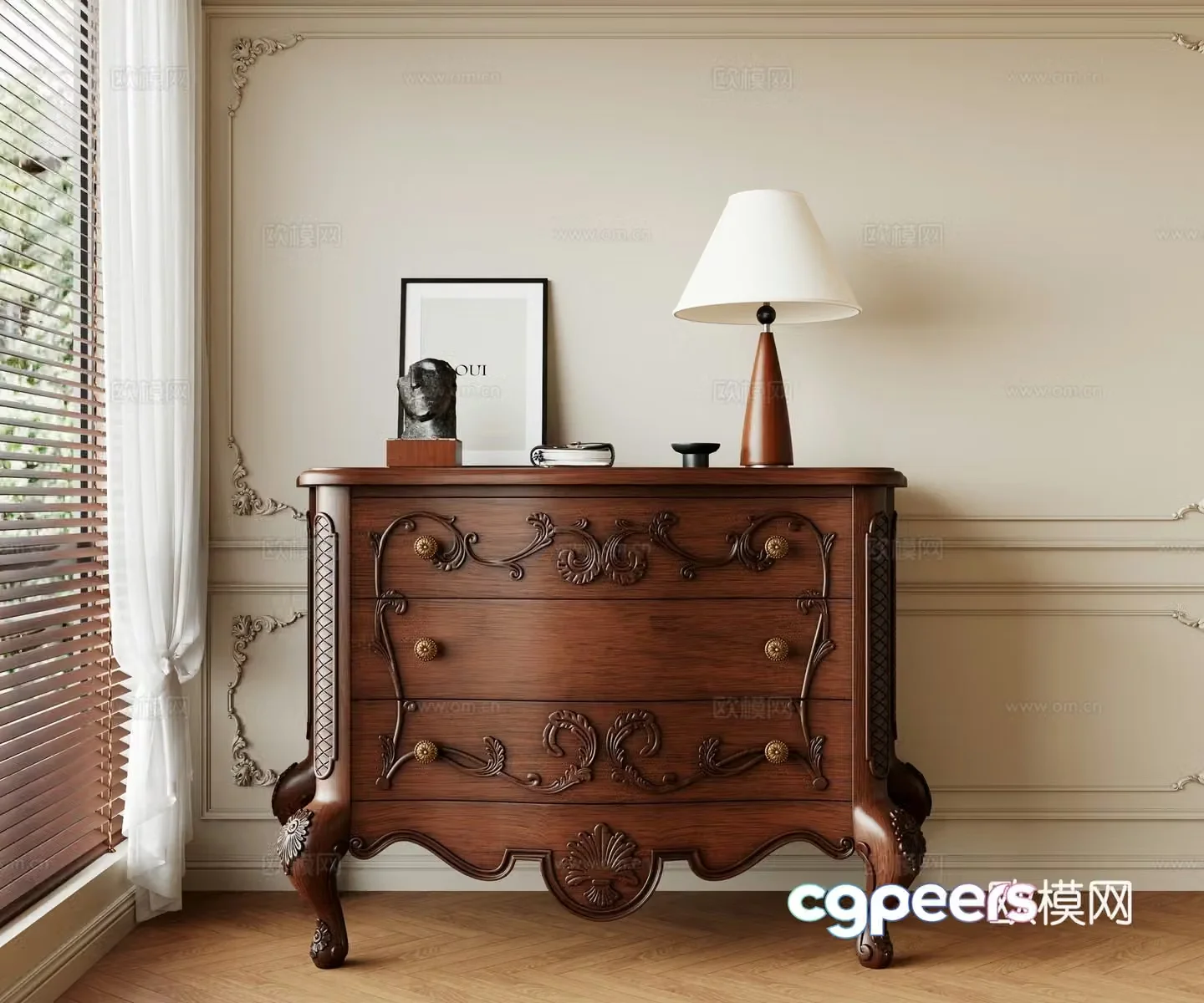 Medieval style chest of drawers 3D model