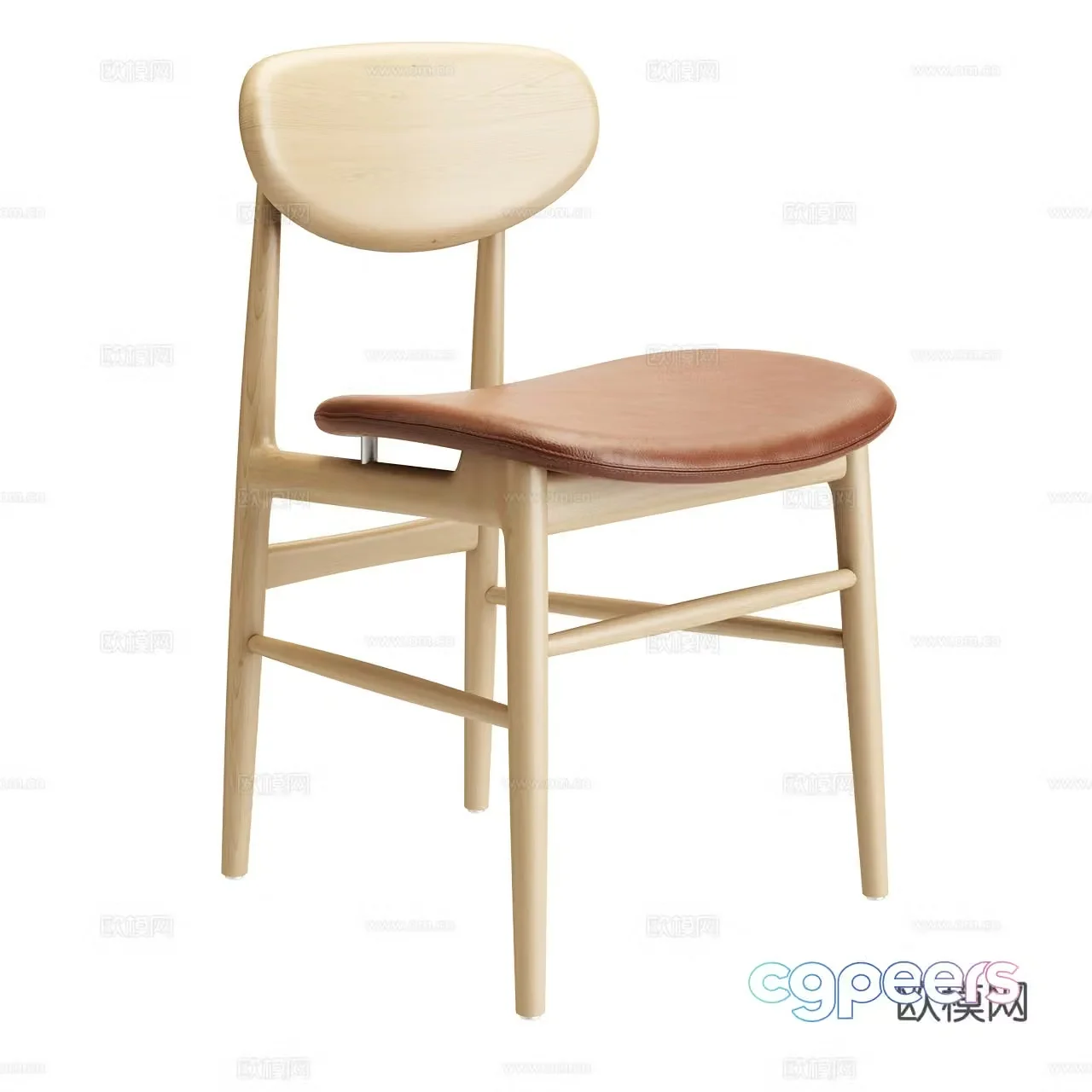 Lema Nordic single chair Minimalist dining chair Single chair Dining chair Leather chair Wooden chair 3d model
