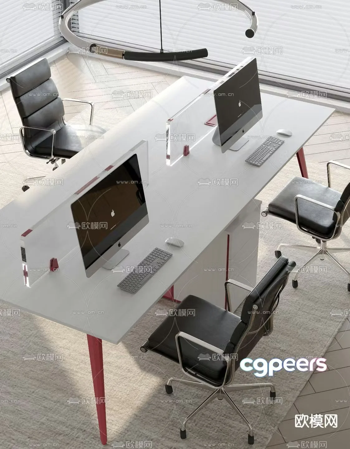Card space desk work station post 3d model