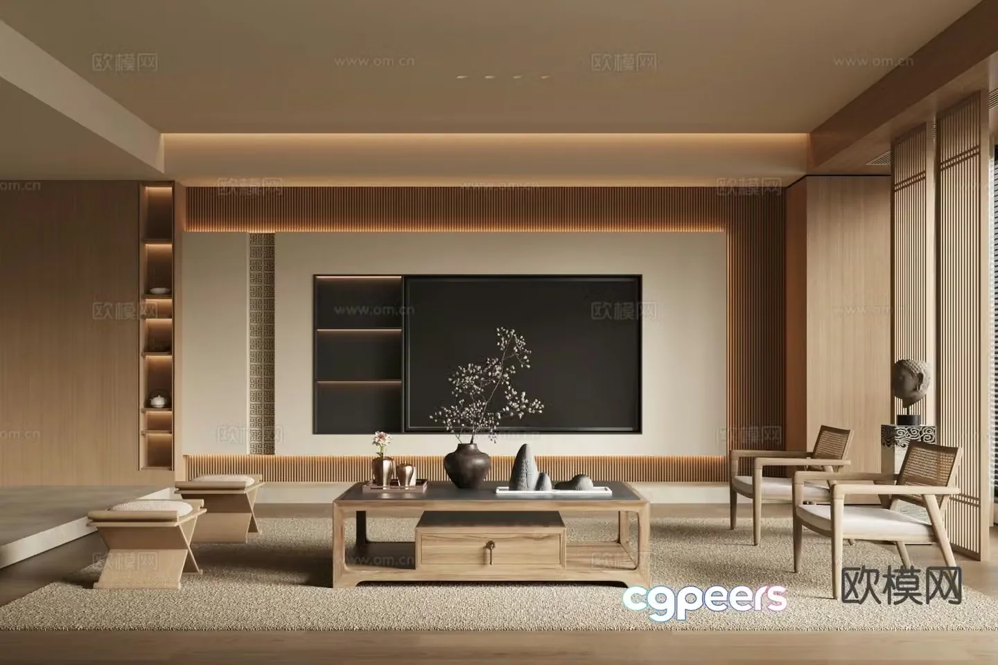 New Chinese style Song style living room 3D model