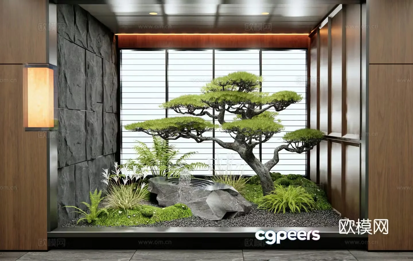 New Chinese interior landscape plant landscaping water bowl waterscape moss pine pine pine 3D model