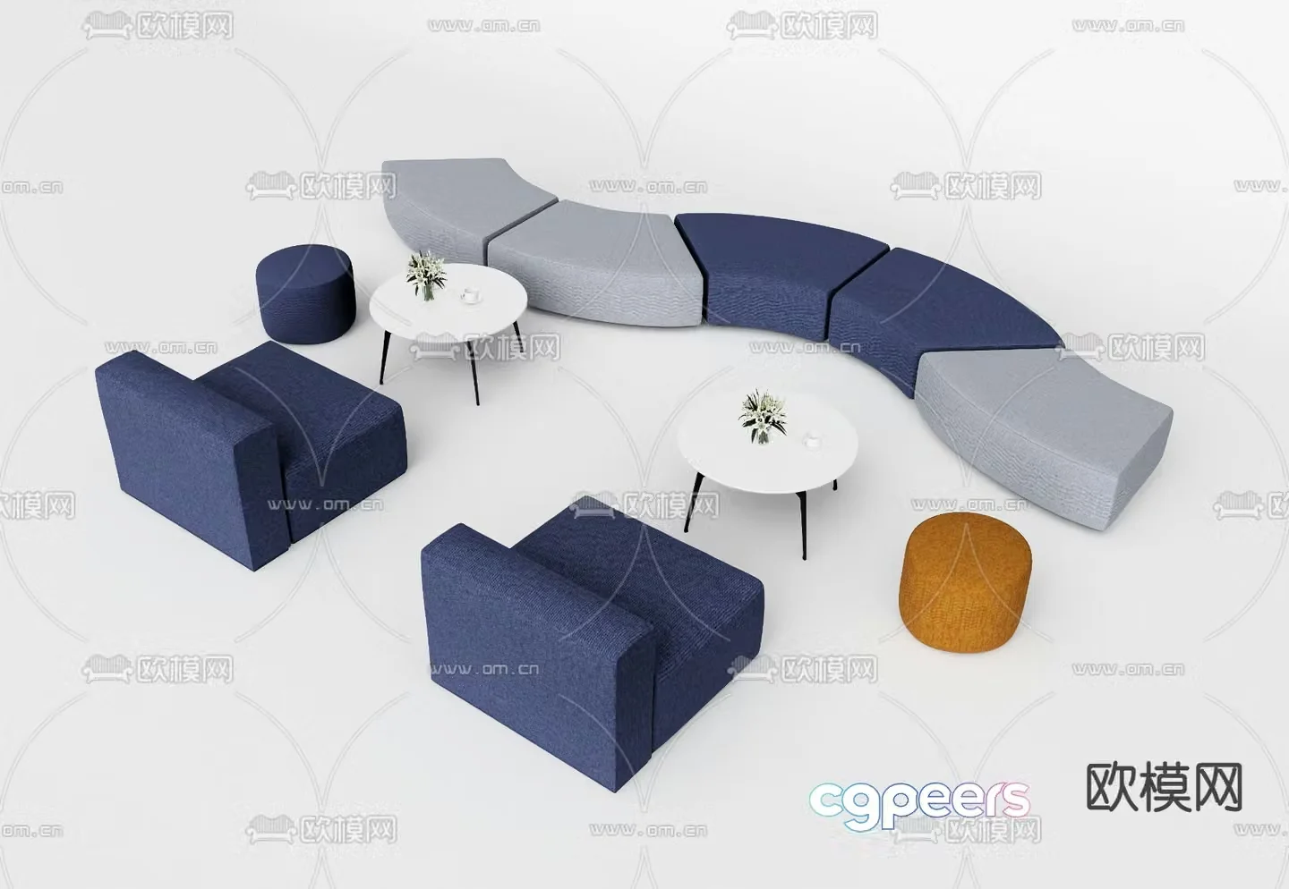 Office sofa public sofa lobby sofa 3d model