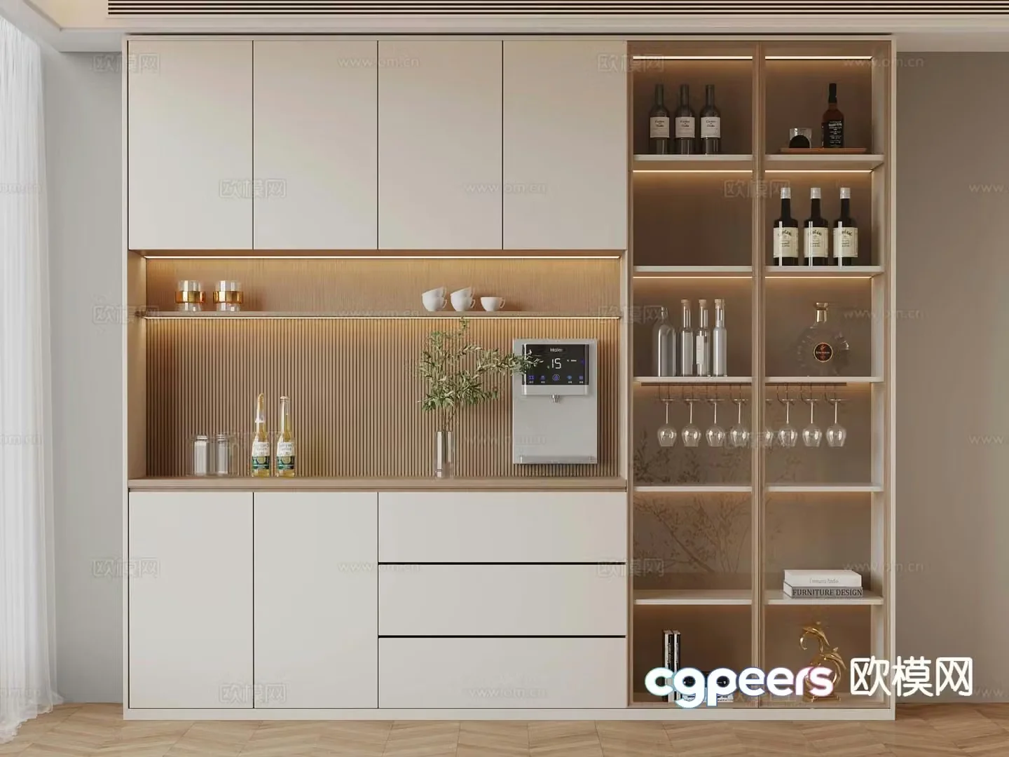 Modern wine cabinet sideboard 3d model