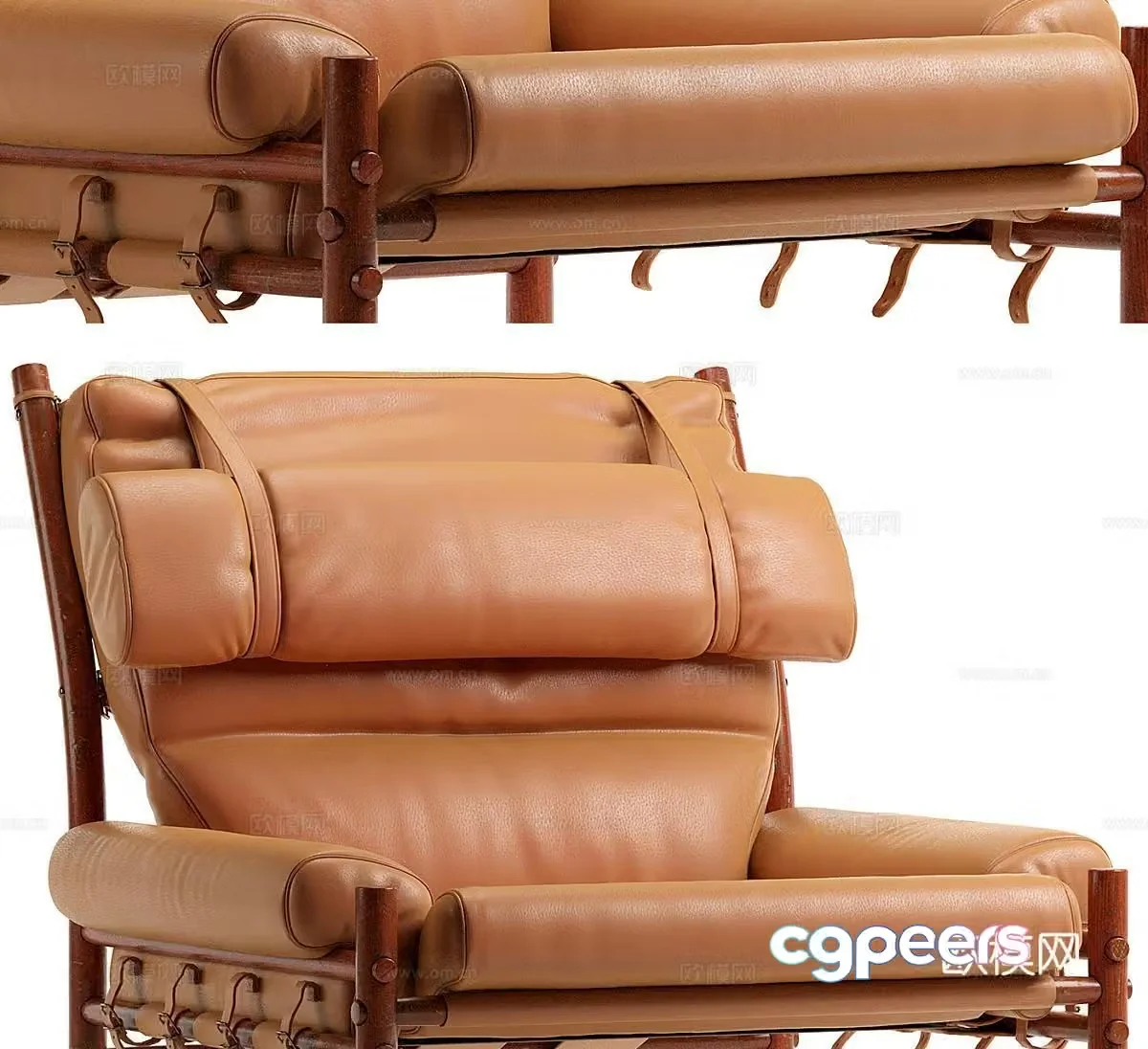 Arne Norell Medium Style Leisure Chair Leather Leisure Chair 3D Model