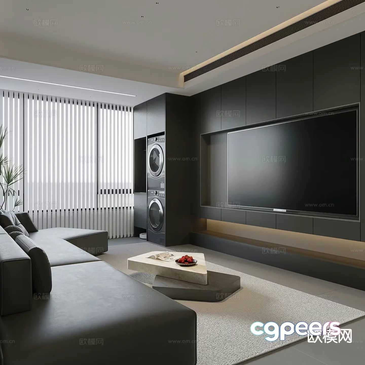 Dark style living room 3d model