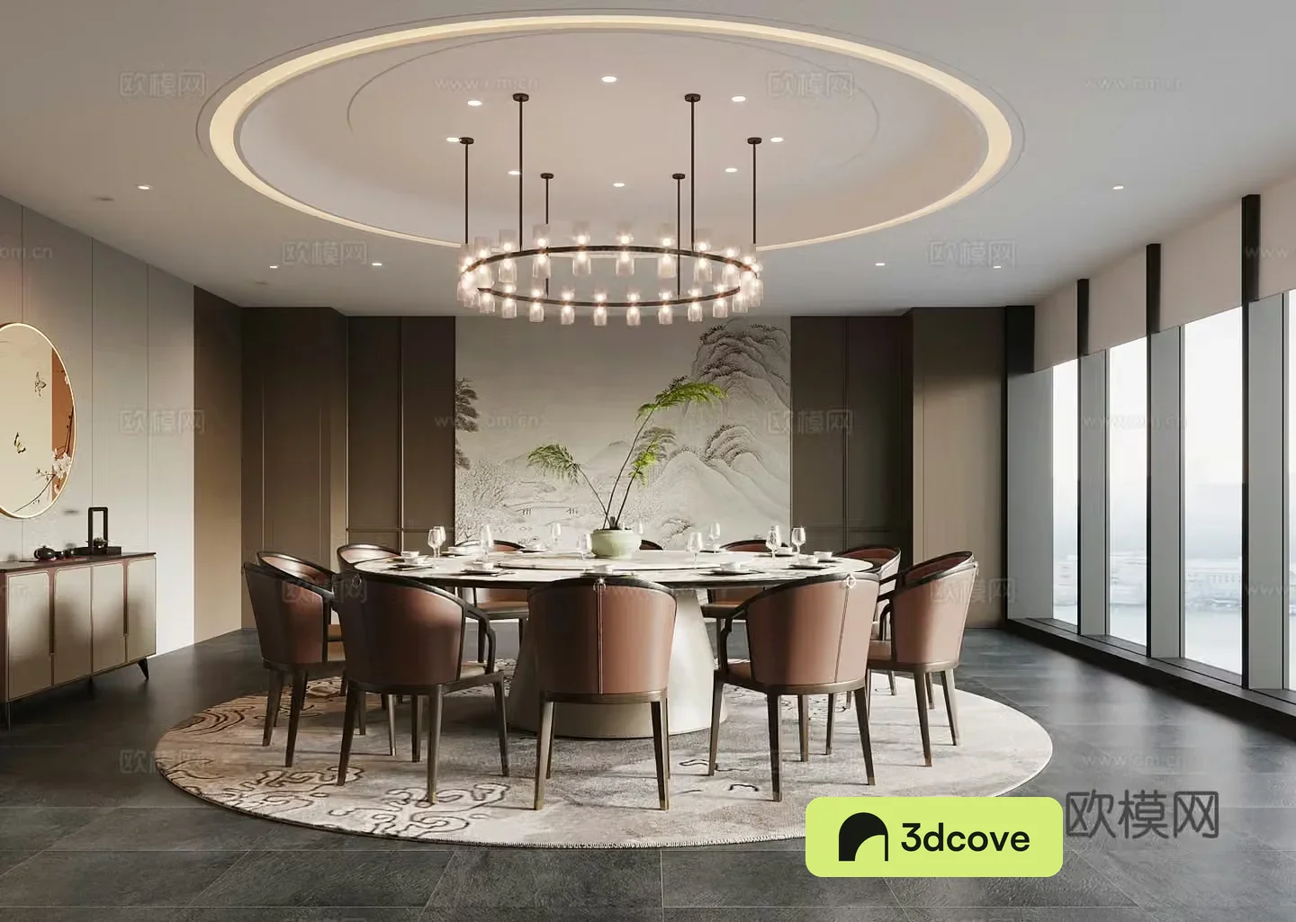 New Chinese restaurant private room dining table and chair
