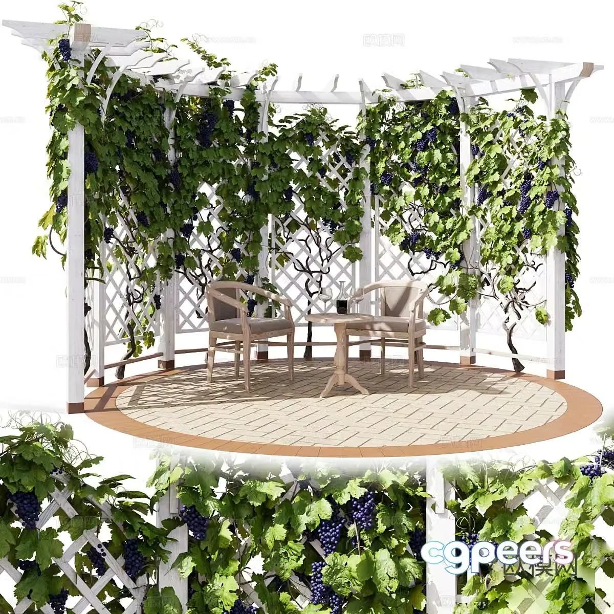 Simple European grape rack flower rack gallery rack 3D model