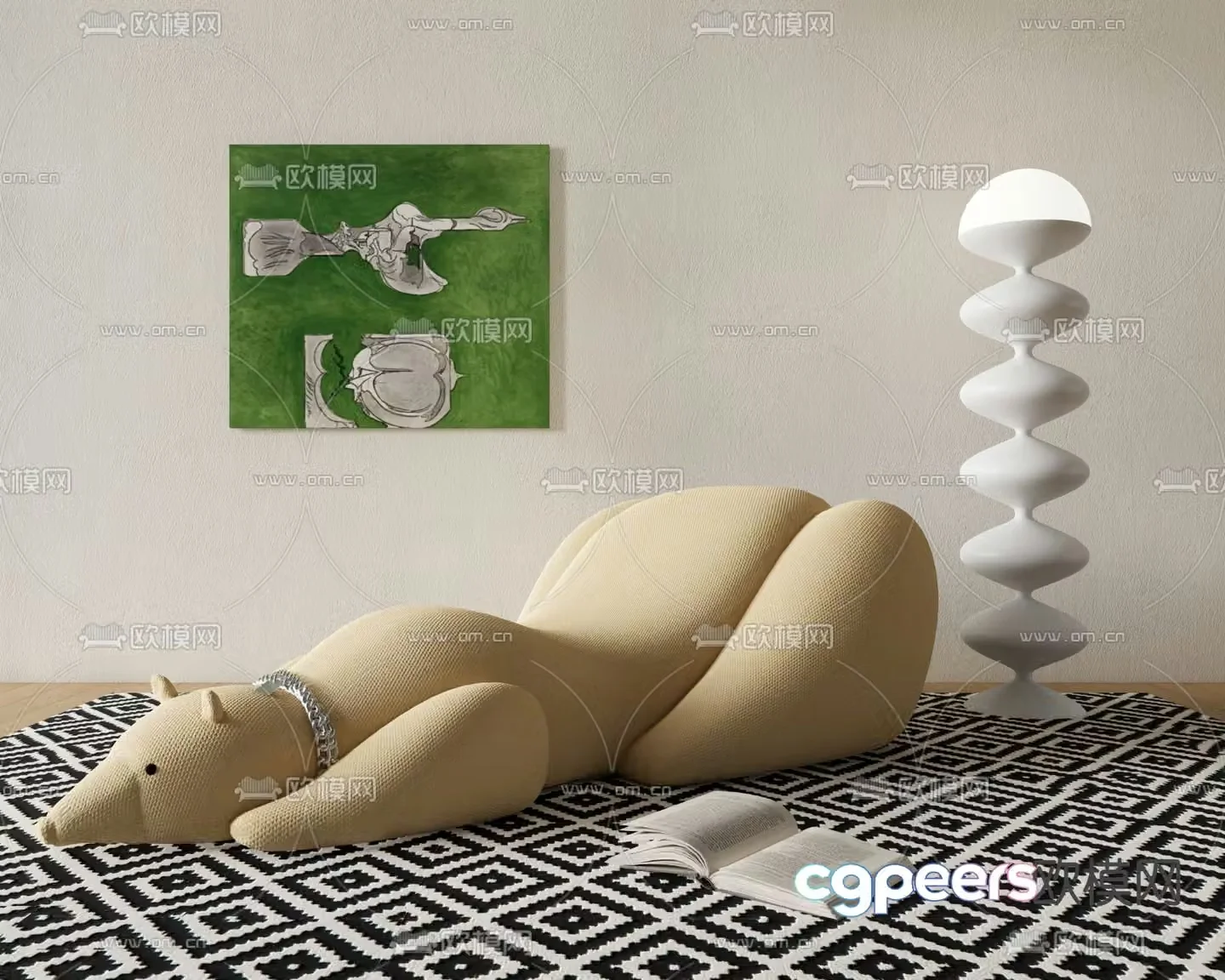Polar bear sofa beanbag sofa 3d model