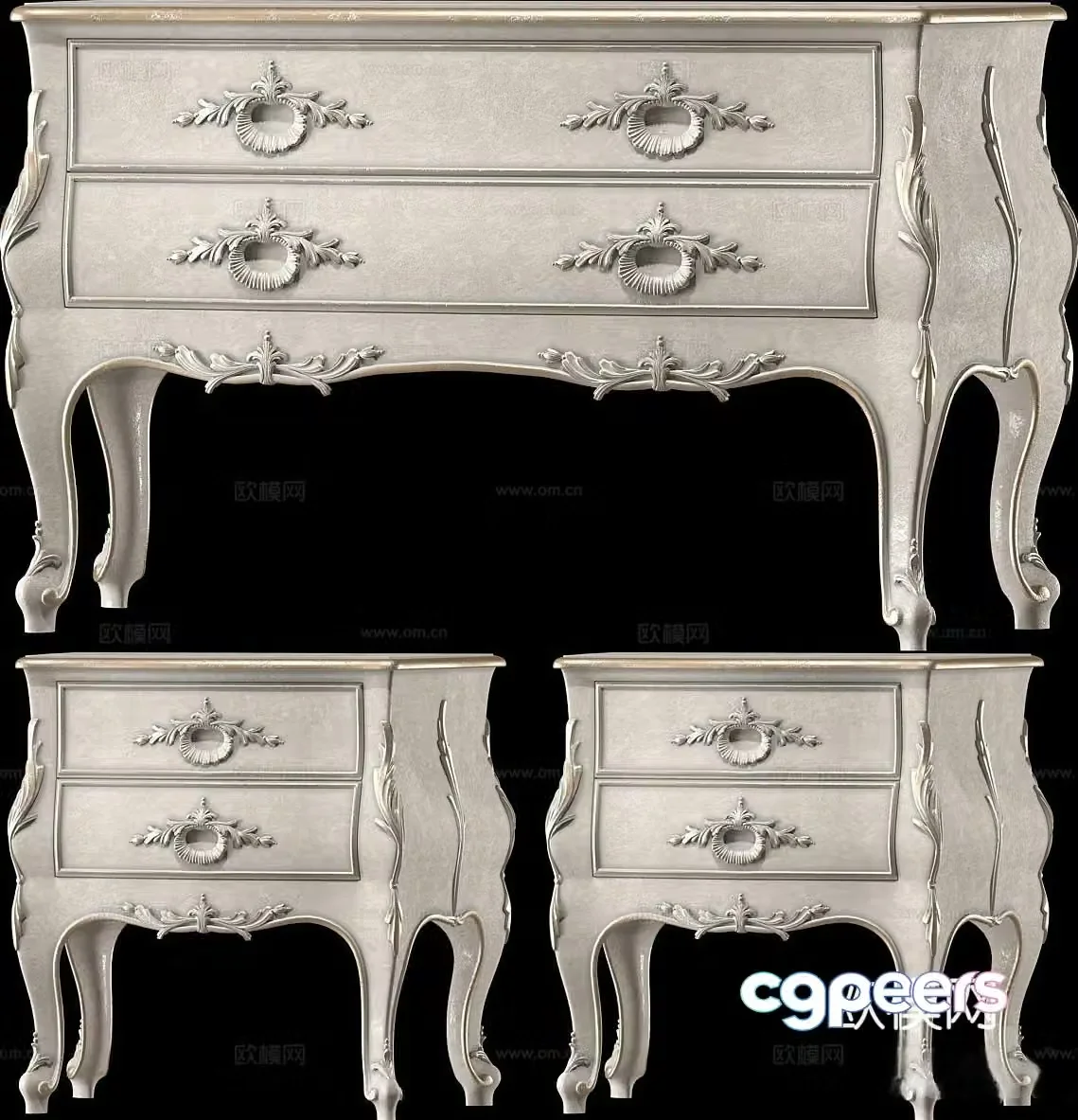 European classical bedside table 3d model
