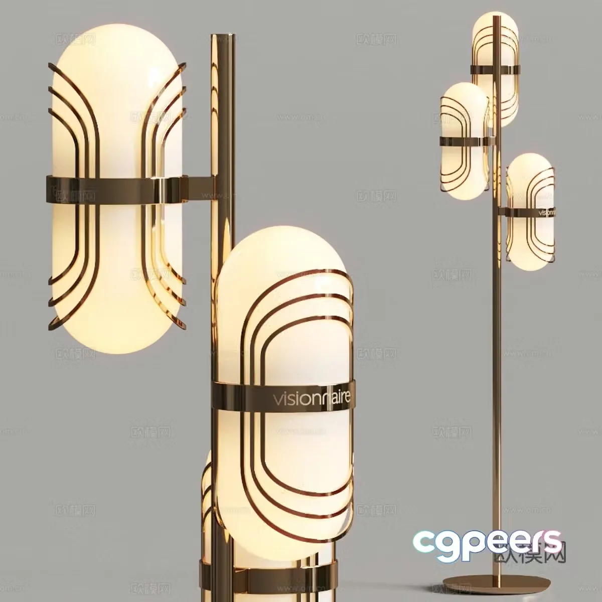 Modern light luxury metal glass decorative floor lamp 3d model