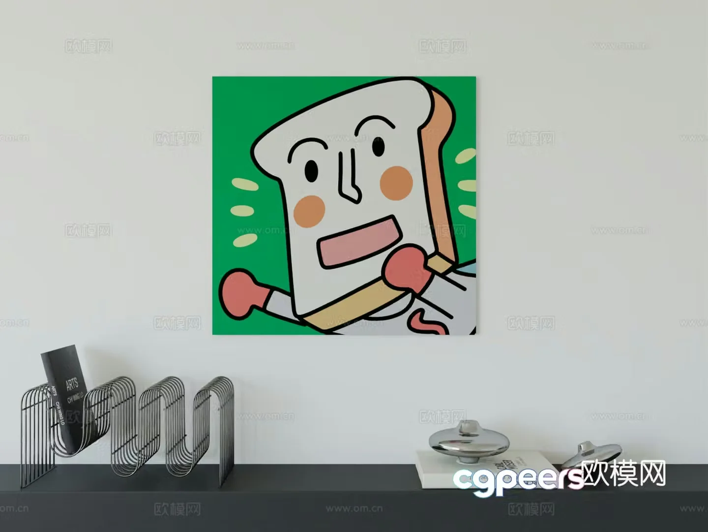 Modern minimalist cute cartoon character boy room girl room hanging painting 3d model