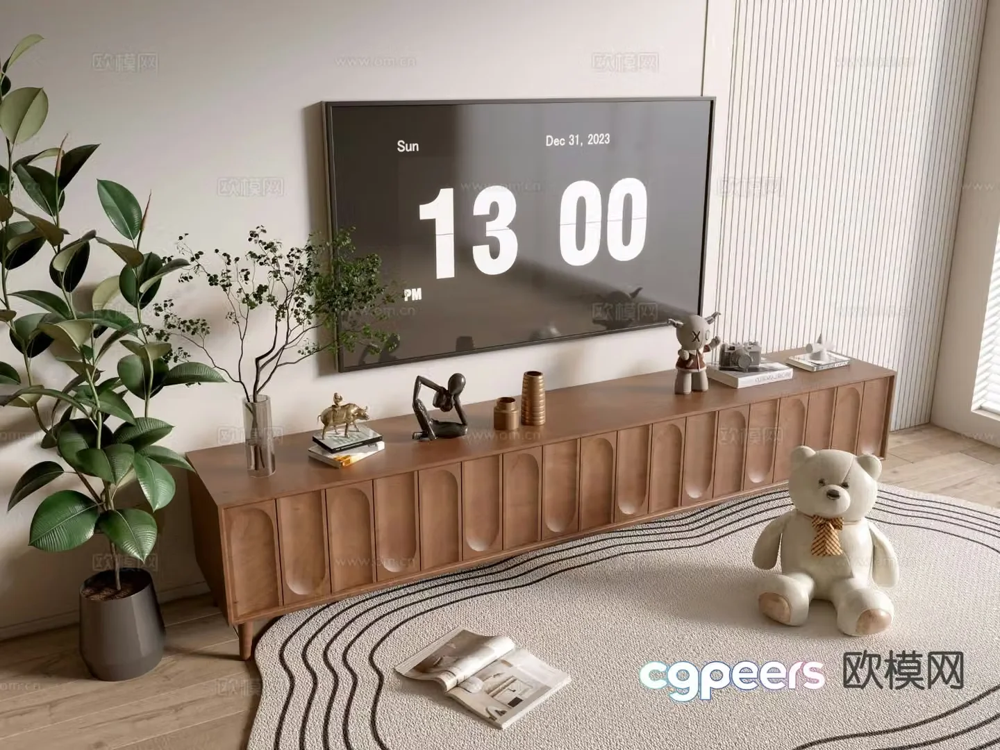 Medieval style TV cabinet 3D model