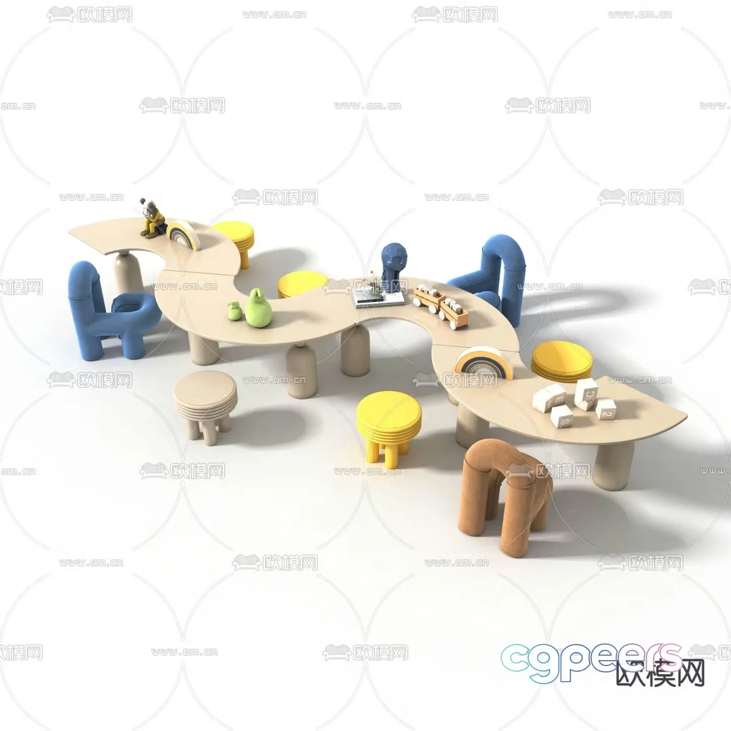 Children’s tables and chairs game tables and chairs 3d model