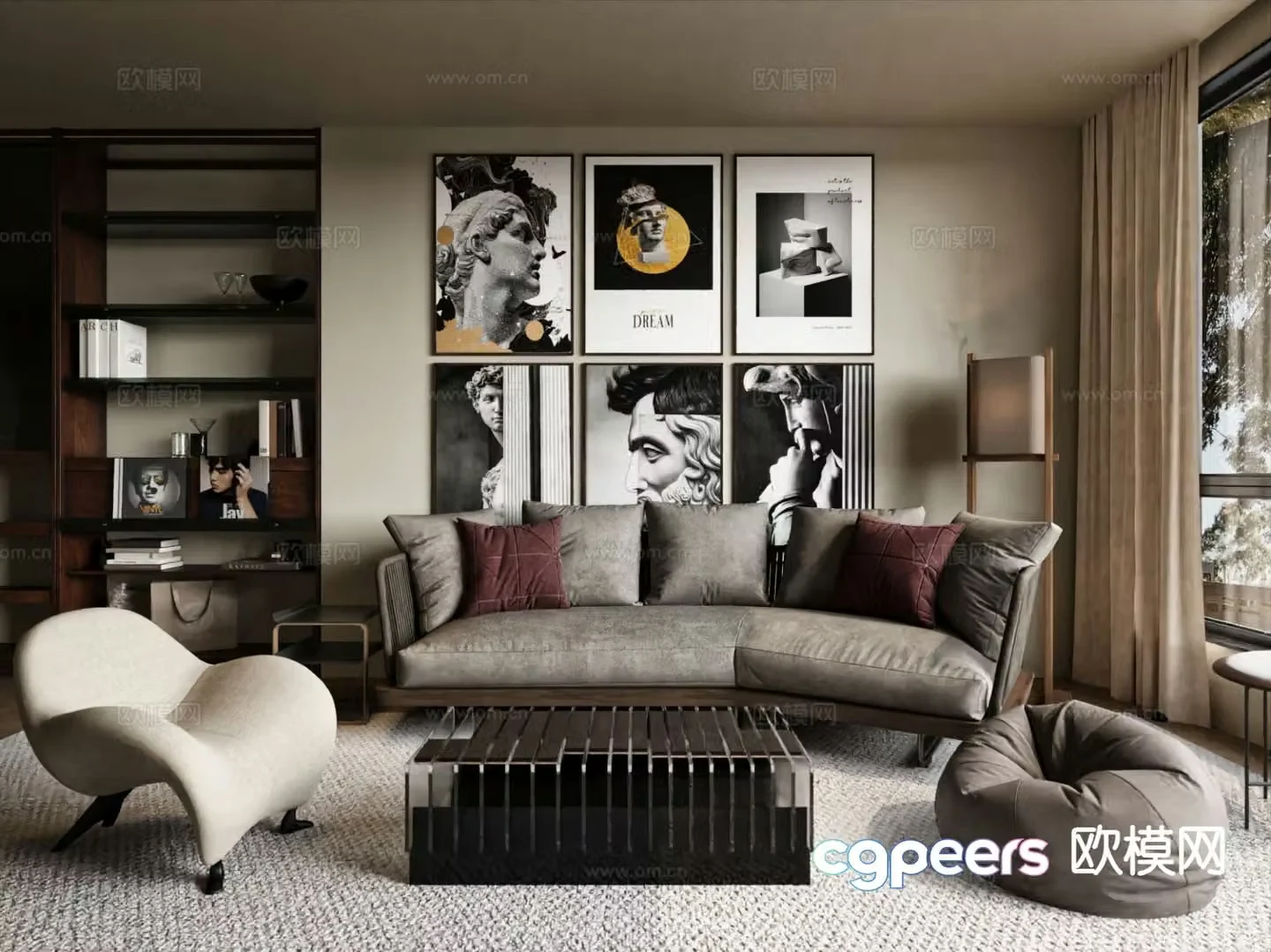 Wabi-sabi living room 3d model