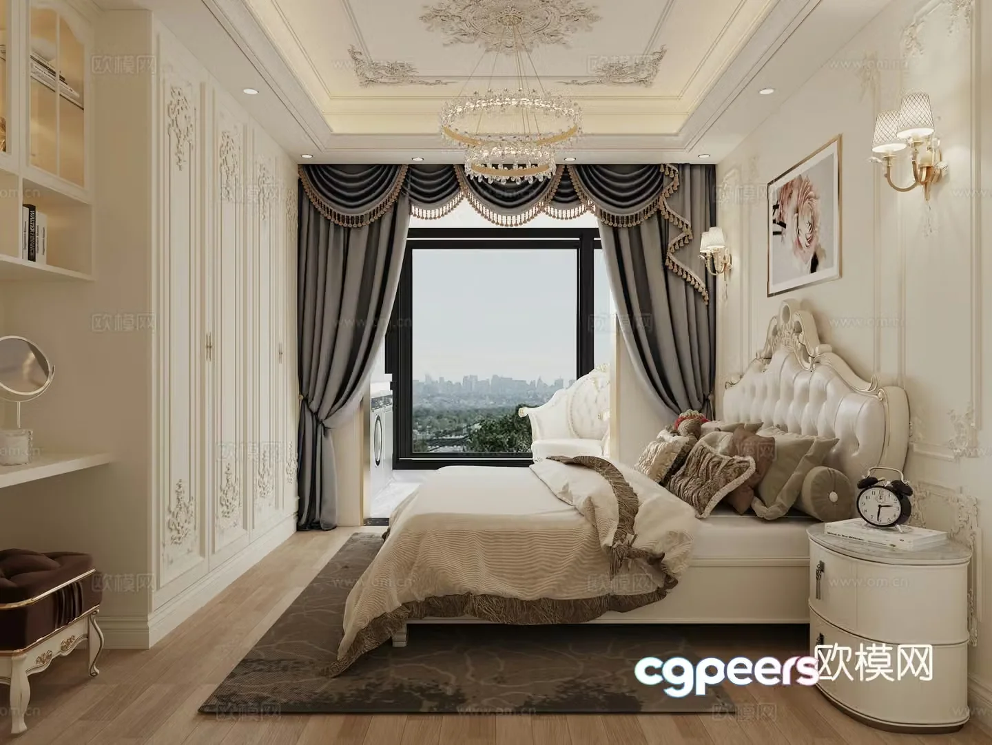 European style home bedroom 3d model