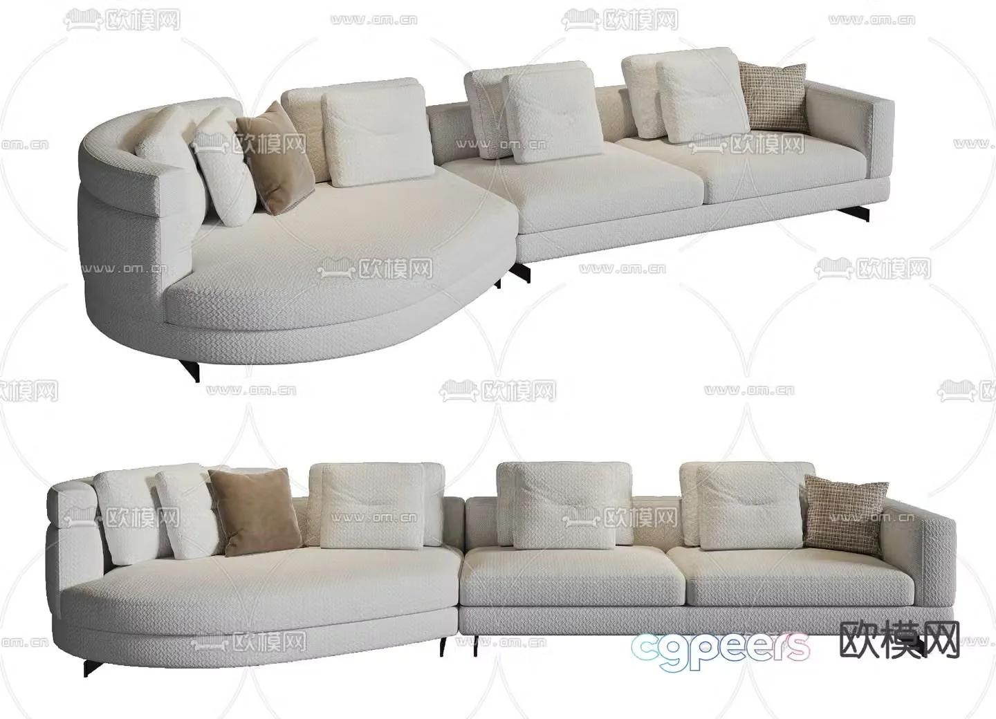 Curved sofa multi-person sofa 3d model