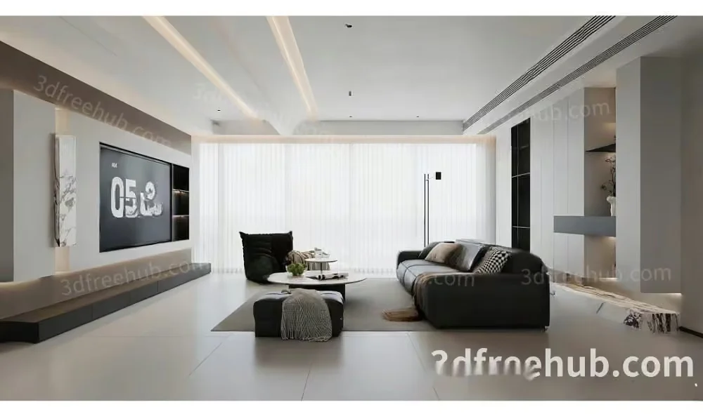 Modern Living Room 3D Model – 20183 – VRAY Render