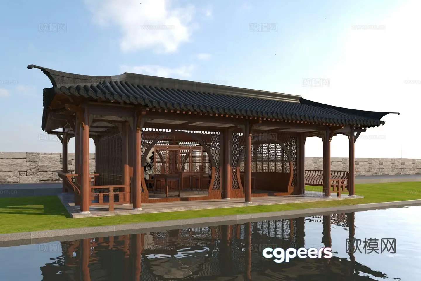 Chinese -style pavilion pavilion 3D model