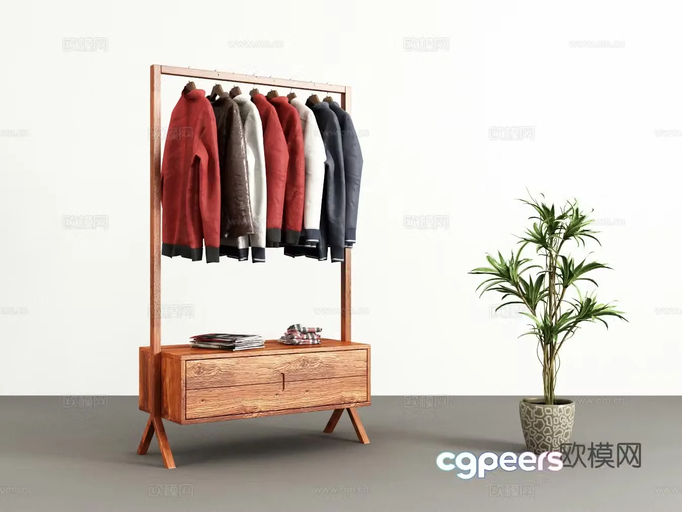 New Chinese style clothes hanger potted clothes 3d model